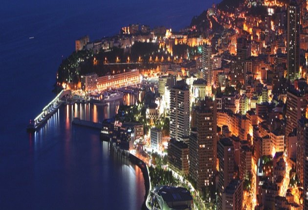 Monte Carlo, Monaco Harbor at night